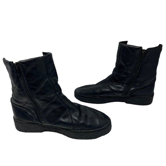 Silga Women's 9D Leather Lined Black Winter Boots Vintage Retro Zip Mid Calf - Picture 4 of 11